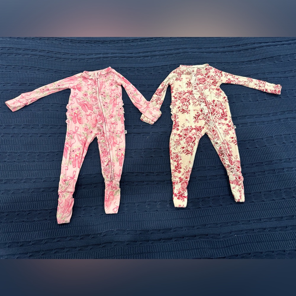 Bum & Roses - Two Convertible Coveralls - size 3-6 months